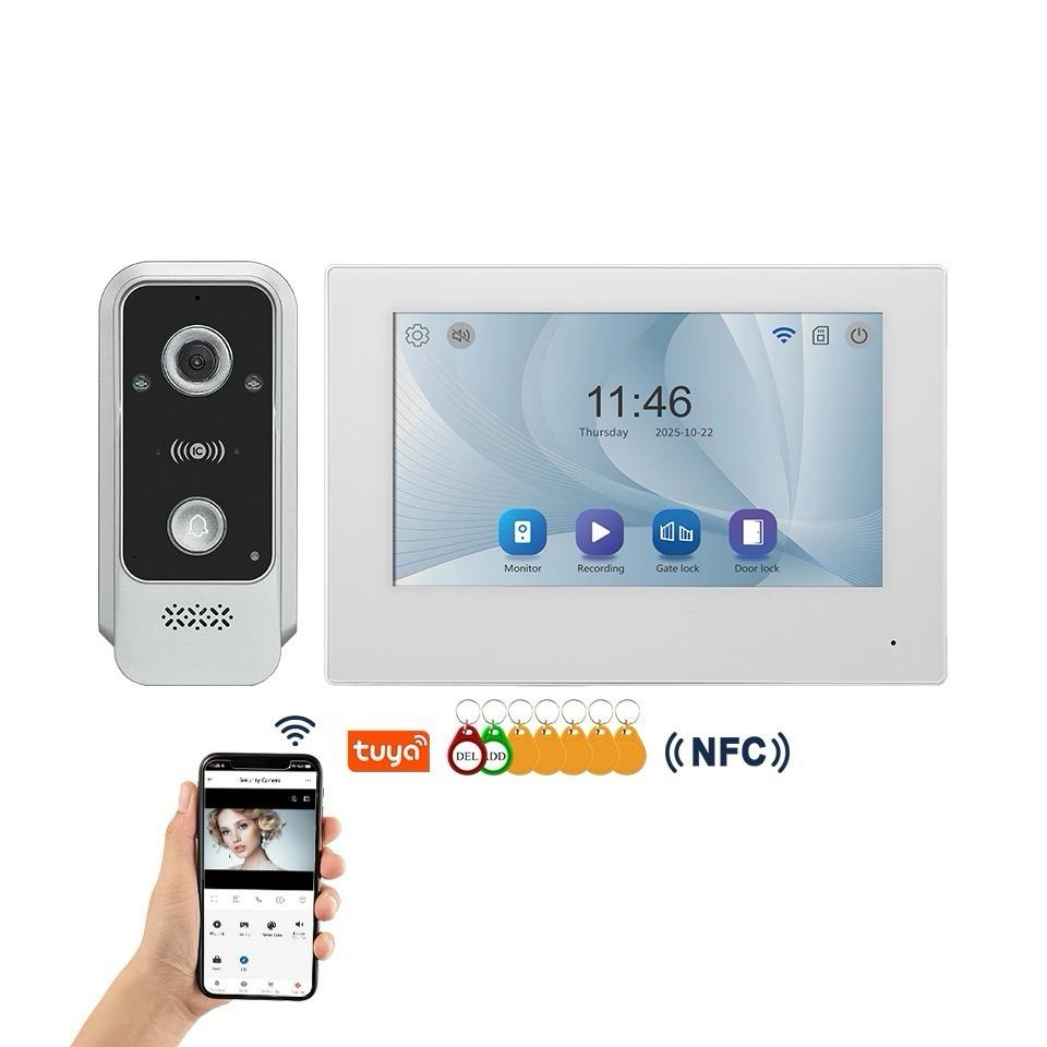 Visiophone HD avec écran tactile, vision nocturne, NFC et contrôle WiFi