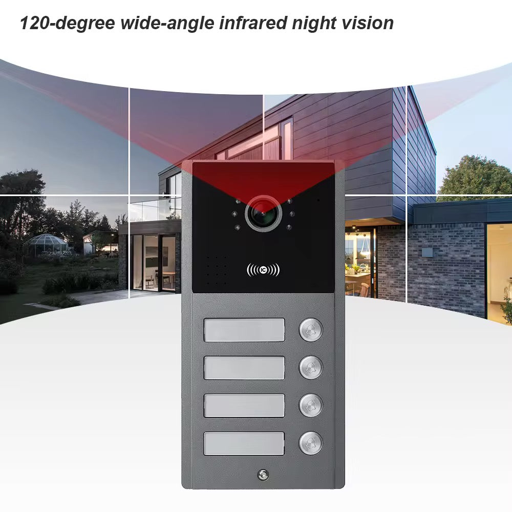 Visiophone HD 07 Pouces 04 poste avec 04 écran tactile, vision nocturne, NFC et contrôle WiFi NOIR
