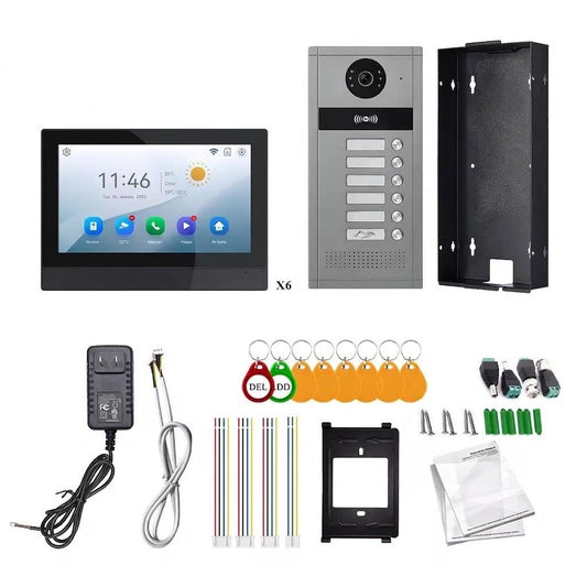 Visiophone HD 07 Pouces 06 poste avec 06 écran tactile, vision nocturne, NFC et contrôle WiFi NOIR