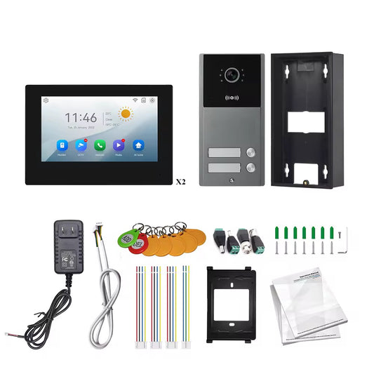 Visiophone HD 07 Pouces 02 poste avec 02 écran tactile, vision nocturne, NFC et contrôle WiFi NOIR