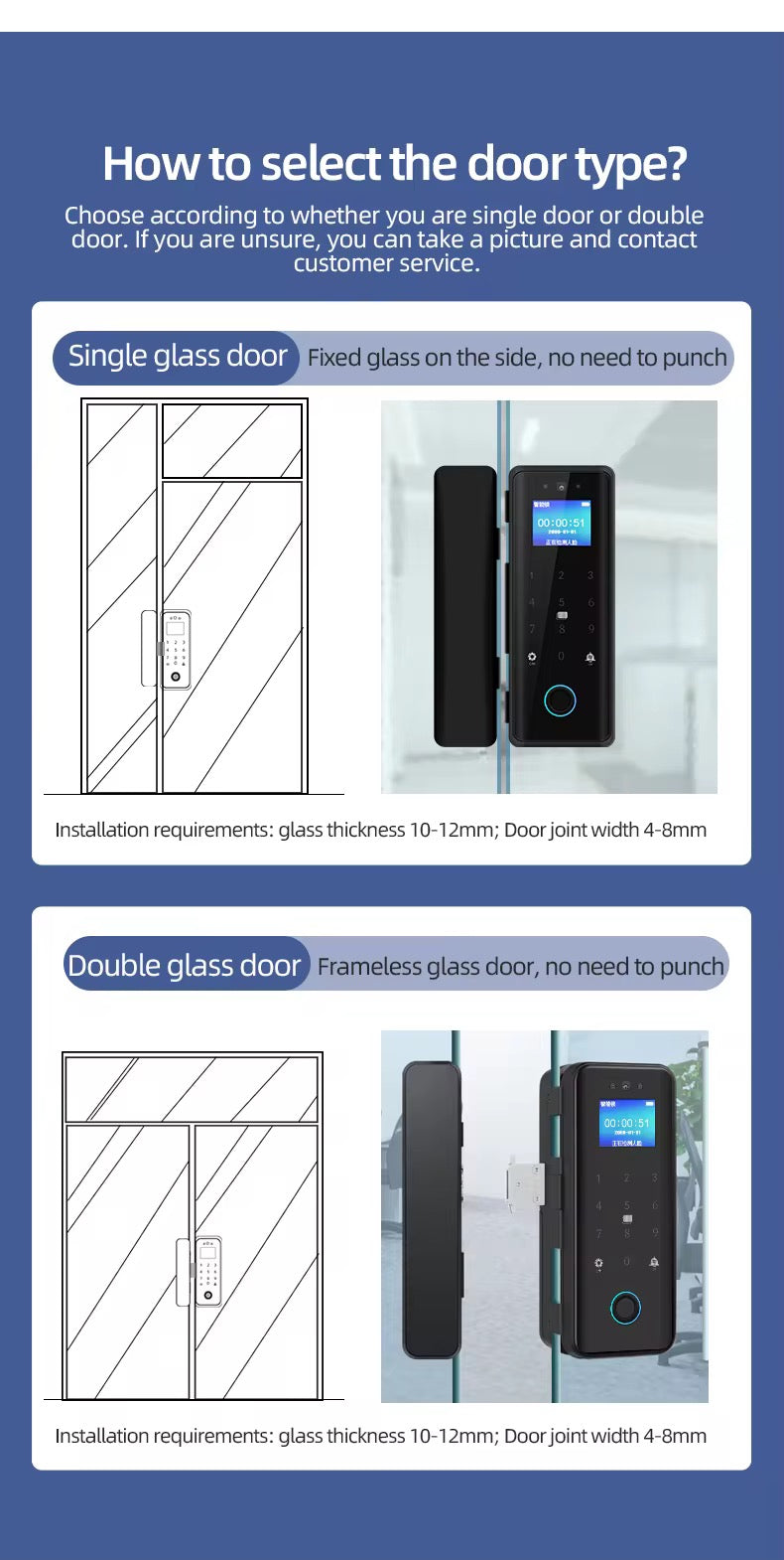 Smart glass door WIFI TUYA