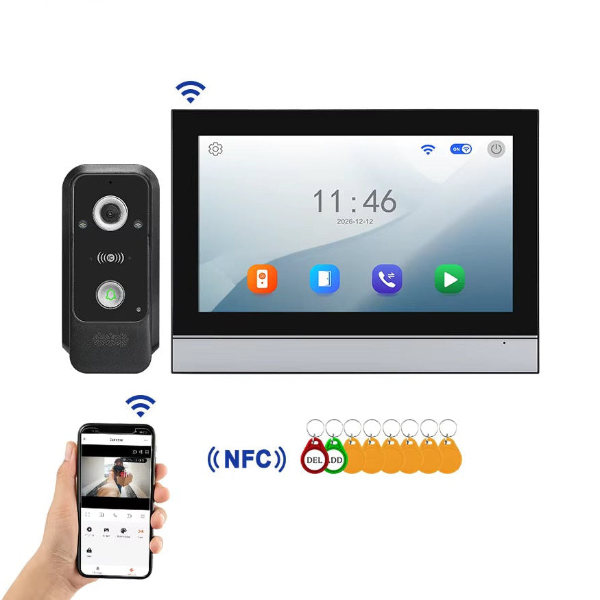 Visiophone HD 10 Pouces avec écran tactile, vision nocturne, NFC et contrôle WiFi