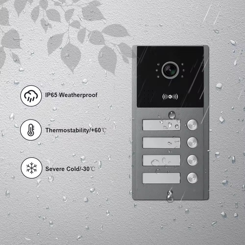 Visiophone HD 07 Pouces 04 poste avec 04 écran tactile, vision nocturne, NFC et contrôle WiFi NOIR