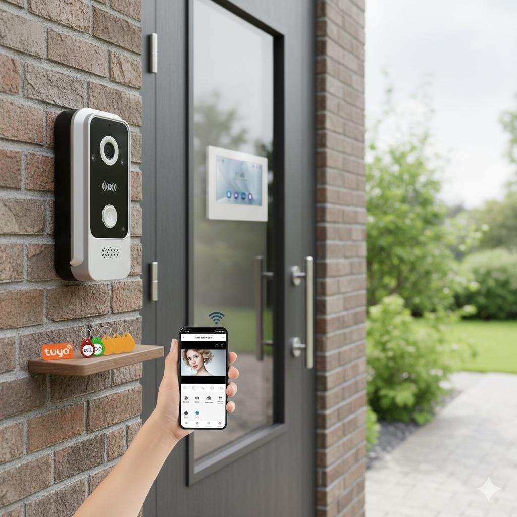 Visiophone HD avec écran tactile, vision nocturne, NFC et contrôle WiFi