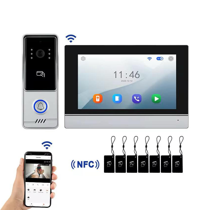 Visiophone HD 07 Pouces avec écran tactile, vision nocturne, NFC et contrôle WiFi