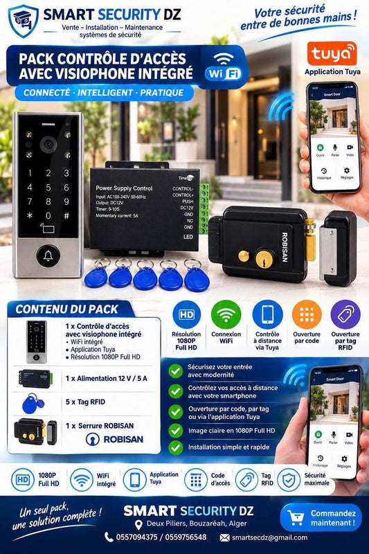 🔐 Pack Interphone Vidéo WiFi Tuya avec Clavier RFID+SERRURE ÉLECTRIQUE